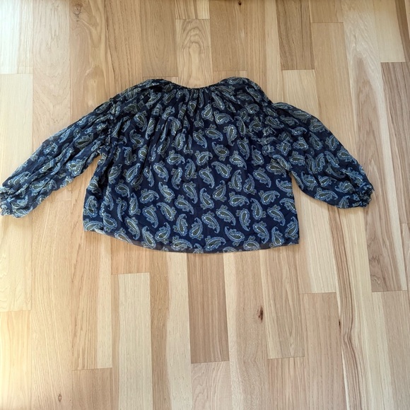 Unsubscribe Blue Paisley Women's Top 100% Silk Long Sleeve Size 12 - Picture 10 of 15